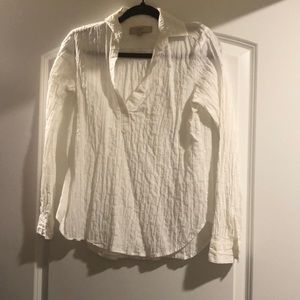 Classic textured white Loft blouse